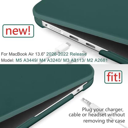 DONGKE Compatible with MacBook Air 13 inch Case M5 M4 M3 M2 2026 2025 2024-2022 A3449 A3240 A3113 A2681, Plastic Hard Shell & Keyboard Cover for MacBook Air 13.6 inch, Matte Teal - color: Matte Teal
