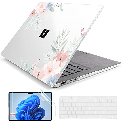 Batianda Case for 13.5" Microsoft Surface Laptop 5 4/3 with Alcantara Palm Rest Model 1950/1867, Designed Clear Protective Plastic Hardshell & Keyboard Cover & Screen Protector, Lovely Flowers - color: Lovely Flowers, size: with Alcantara Palm Rest