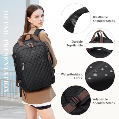 Rolling Backpack for Women,Travel Laptop Backpack with Wheels Roller Wheeled Backpack Underseat Carry On Luggage for Travel Business Trip,Fit 17Inch,Black - color: Black