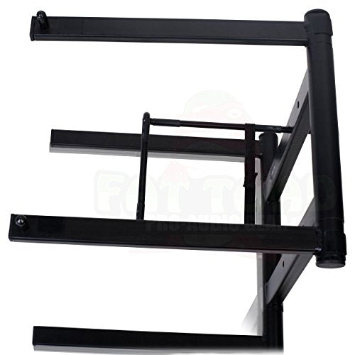Fat Toad Folding DJ Laptop Stand (QuickNEST Series) with Sub-Tray Shelf – TableTop Rack For Mixer, iPad, Controller, Tablet, Stage Booth or Studio Use