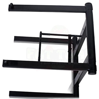 Fat Toad Folding DJ Laptop Stand (QuickNEST Series) with Sub-Tray Shelf – TableTop Rack For Mixer, iPad, Controller, Tablet, Stage Booth or Studio Use