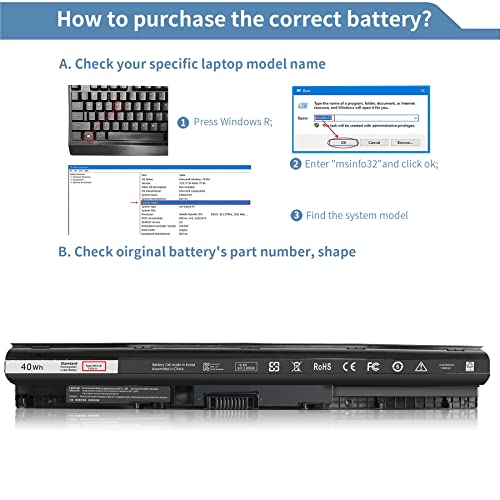 40Wh M5Y1K 14.8V Battery for Dell Inspiron 15 5000 3000 Series 5559 5558 5555 5566 5551 5552 5758 3567 3565 3558 3559 3551 3552 17 5755 5756 5758 5759 14 3451 3452 3458 5458 VN3N0 P63F P47F P51F P64G - size: 10.6 x 1.5 x 0.75 inches M5Y1K BATTERY