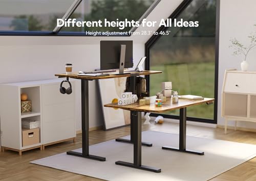 Claiks Electric Height Adjustable Standing Desk, 35x20 Inch, Rustic Brown | Smooth Height Adjustment, 4 Memory Presets, Cable Management Hub&Hook, Stable Steel Frame, 176lbs Capacity, Easy Assembly - color: Rustic Brown, size: 35