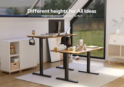 Claiks Electric Height Adjustable Standing Desk, 35x20 Inch, Rustic Brown | Smooth Height Adjustment, 4 Memory Presets, Cable Management Hub&Hook, Stable Steel Frame, 176lbs Capacity, Easy Assembly - color: Rustic Brown, size: 35