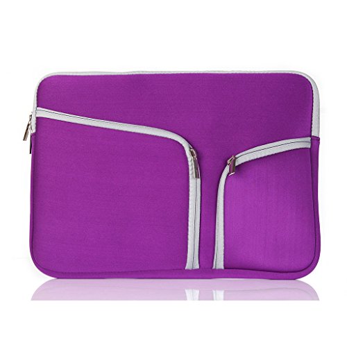 UESWILL Neoprene Soft Sleeve Bag Briefcase Compatible with MacBook Air 11.6 inch/MacBook 12-inch /11-12 inch Ultrabook Chromebook Notebook Netbook Computer Tablet,(Purple) - color: Purple, size: 11-11.6-12 inches