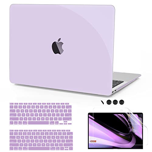 B BELK for MacBook Air 13 inch Case M1 2021 2020 2019 2018, Crystal Purple | Model A2337 A2179 A1932, Plastic Laptop Hard Shell for MacBook Air 13.3 inch Case with Keyboard Cover & Screen Protector - color: Crystal Purple