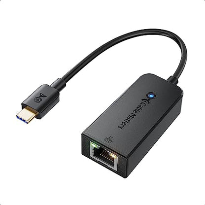 Cable Matters USB C to Ethernet Adapter, Gigabit Ethernet to USB C, Black | Plug & Play, 10/100/1000Mbps, PXE, MAC Clone, Thunderbolt to Ethernet Adapter, Compatible with MacBook Pro, XPS, Surface Pro - color: Black, size: 1-Pack