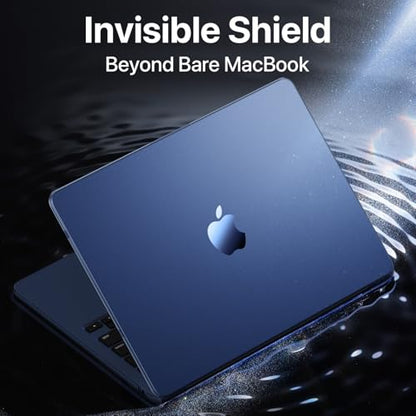 Macaset for MacBook Air 15 inch Case M5 M4 M3 M2 2026-2023 Mac Laptop Cover | Midnight Color Match, Matte Clear Blue, Anti Fingerprint & Scratch, Close Seamlessly, Protective Hard Shell, Ultra Thin Fit - color: Midnight Clear