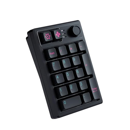 KEYCOOL K19 Wireless Numeric Keyboard, Mechanical Number Keypad Hot-swappable Bluetooth Numpad 5.0/2.4GHz, RGB Multi-Function Knob Numerical Keyboard for Laptop Mac Win iOS Android - color: Black 19 Key