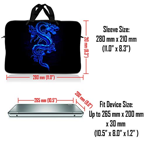 LSS 10 10.2 inch Laptop Sleeve Bag Compatible with Acer, Asus, Dell, HP, Sony, MacBook and more | Carrying Case Pouch w/ Handle , Blue Dragon - color: Blue Dragon, size: 8 in -10.2 in