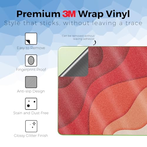 Glossy Glitter Laptop Skin Compatible with Apple MacBook Neo - Papercraft Red - Premium 3M Vinyl Protective Wrap Decal Cover - Easy to Apply | Crafted in the USA by MightySkins - color: Papercraft Red, size: MacBook Neo Full Cover Skin, style: Glossy Glit