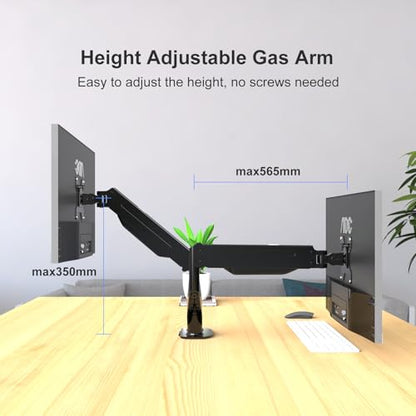 AEONS Dual Monitor Stand up to 32 inches Screen, Load-Bearing Max 22 lbs Each Gas Spring Pneumatic Arm, Adjustable Dual Monitor Mount, Max VESA 100x100mm, Black - style: Dual Gas Arm, Black
