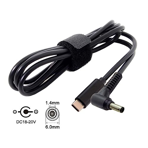 chenyang USB C to DC 6.0x1.4mm Power PD 65W Charge Cable for Laptop Notebook - color: Black 65W 6.0x1.4MM