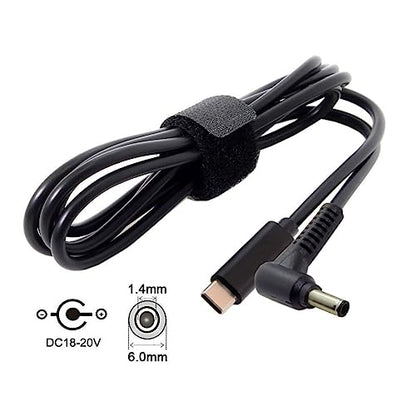 chenyang USB C to DC 6.0x1.4mm Power PD 65W Charge Cable for Laptop Notebook - color: Black 65W 6.0x1.4MM