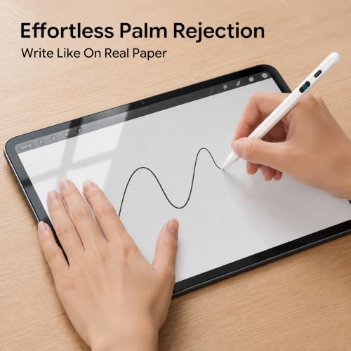 Active Stylus Pen with LED Display, 2-in-1 Dual Modes Digital Pencil - Universal Stylus for iPad, Samsung, Android Tablets, iPhone & Switch, Palm Rejection & Tilt Sensitivity, No Bluetooth - color: White