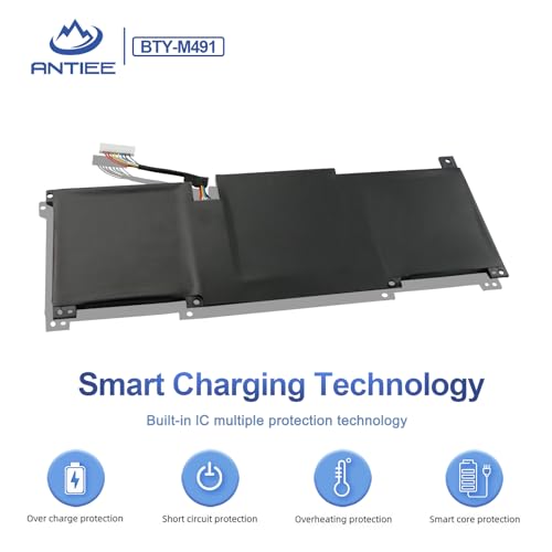 BTY-M491 Laptop Battery Replacement for MSI Modern 15 A10M A10M-028DE A10M-029 A10RAS A10RAS-076FR A10RB A10RB-041TW A10RD A11M A11SB A4M A4MW Summit B15 A11M Stealth 15M 11.4V 52.4Wh（White Connector）