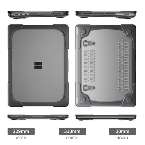 Batianda Durable Stand Case for Microsoft Surface Laptop 13.8 Inch, Grey | Ergonomic Foldable Stand, Heavy Duty Matte Hard Shell, Fits 2024-2026 Surface Laptop 7/8th Edition for Business 13.8 Inch - color: Grey