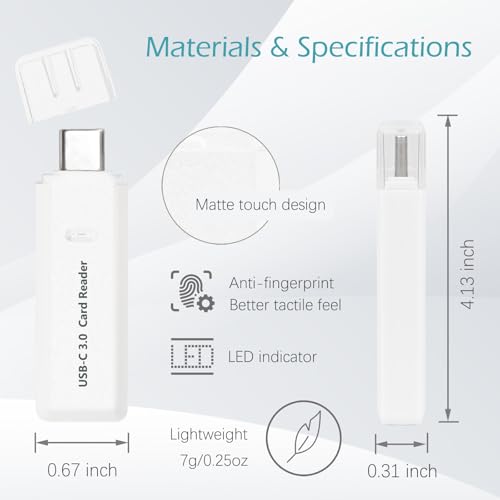 Micro SD Card Reader, 5Gbps 2-in-1 USB C Memory Card Reader for Digital Camera, SD Card Viewer with Dual Slot for SD, SDHC, SDXC, Micro SD, MicroSDHC, Micro SDXC, MMC, RS-MMC, TF Card (White) - color: USB-C 3.0 White