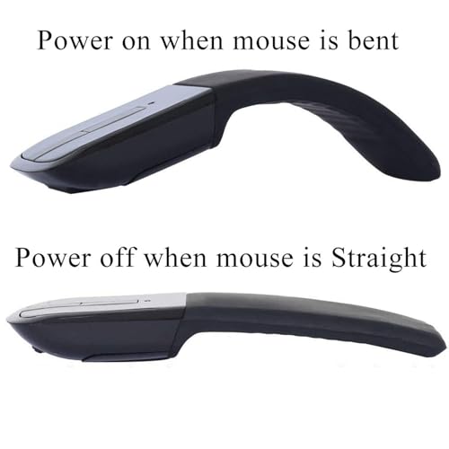 Bluetooth Arc Mouse Foldable Slim and Portable Mini Wireless Computer Travel Mouse Folding Optical Touch Mice for Laptop Tablet - Black - color: Bluetooth-Black