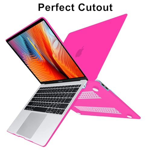 B BELK for MacBook Air 13.3 inch Case Model A2337 A2179 A1932 Bright Rose | MacBook Air Case 2021 2020 2019 2018 M1 Chip Touch ID, Plastic Laptop Hard Shell + 2 Keyboard Covers + Screen Protector - color: Bright Rose