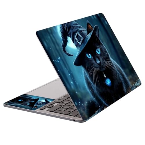 Universal Laptop Protective Skin,Trim-to-Fit Vinyl Sticker for 13–16 Inch Laptop,MacBook,Tablet & Notebook,Scratch-Proof Waterproof Cover,Black Cat Magic Hat - color: Black Cat Magic Hat