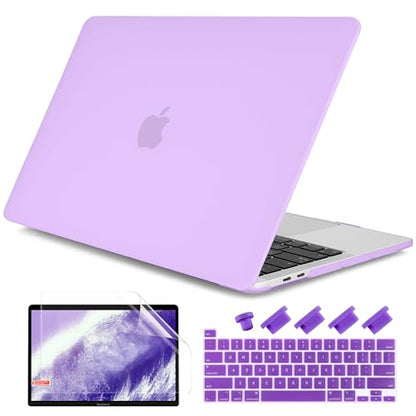 for MacBook Pro 13 inch Case 2023 2022 2021 2020 Release Model: A2338 M2/M1 A2289 A2251 with Touch Bar & Touch ID, Frosted Matte Plastic Hard Shell Case & Keyboard Cover, Purple - color: Purple