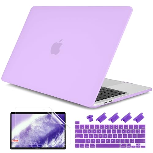 for MacBook Pro 13 inch Case 2023 2022 2021 2020 Release Model: A2338 M2/M1 A2289 A2251 with Touch Bar & Touch ID, Frosted Matte Plastic Hard Shell Case & Keyboard Cover, Purple - color: Purple