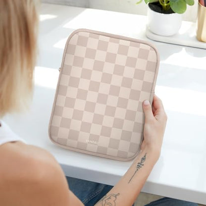 Vandel 9-11 Inch Tablet Sleeve, iPad Sleeve 11 inch Travel Pouch, Fits iPad Pro 11 Inch M4/ 10th Generation 10.9, 9/8th Gen 10.2/ Air 11" 5/4/3 10.9"/10.5", Pro 11 M2, Tab S8/S9 - color: a. Neutral Checker, size: 9-11 Inch Tablet