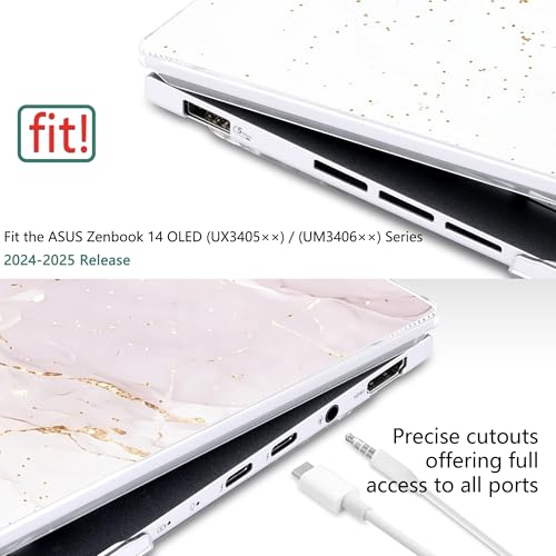 Batianda Artistic Case for ASUS Zenbook 14 OLED 2024 2025,Blush Pink Marble | Model UX3405×× / UM3406××, Slim Plastic Hard Shell, Artistic Designs, Ultra-Thin Lightweight Laptop Case - color: Blush Pink Marble