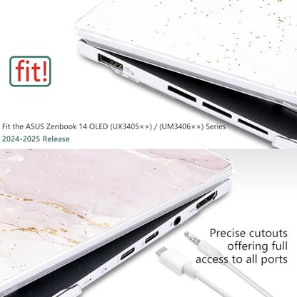 Batianda Artistic Case for ASUS Zenbook 14 OLED 2024 2025,Blush Pink Marble | Model UX3405×× / UM3406××, Slim Plastic Hard Shell, Artistic Designs, Ultra-Thin Lightweight Laptop Case - color: Blush Pink Marble