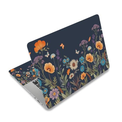 DINKY 13 13.3 14 15.4 15.6 Inches Laptop Skin Sticker Decal Netbook Skin Sticker,15.6" Flora Universal Reusable Notebook Art Decal Protector Cover, Flowers Plants Butterflies - color: Flowers Plants Butterflies