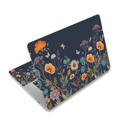 DINKY 13 13.3 14 15.4 15.6 Inches Laptop Skin Sticker Decal Netbook Skin Sticker,15.6" Flora Universal Reusable Notebook Art Decal Protector Cover, Flowers Plants Butterflies - color: Flowers Plants Butterflies