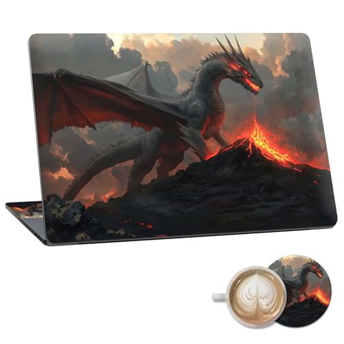 Laptop Skin Sticker Decal 15.6 Inch,12 13 13.3 14 15 15.6 in Laptop Netbook Skins for Notebook,Art Decal Removable Waterproof Scratch Resistant,Universal Vinyl Cover,Fire Dragon Black - color: Fire Dragon Black
