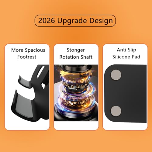 Large Metal Tablet Stand 360° Rotation for 4-16” Tablet, Black | Suitable for All iPad Models, Stability Base, Fully Folded, Easy to Store and Carry, Wide Footrest, Heat Dissipation Design - color: Black