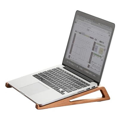 muso wood Laptop Stand for Desk, Cherry Laptop Riser, Ergonomic Wooden Laptop Ventilated Stand with 10 to 17.3 Inches Notebook PC Computer - Cherry