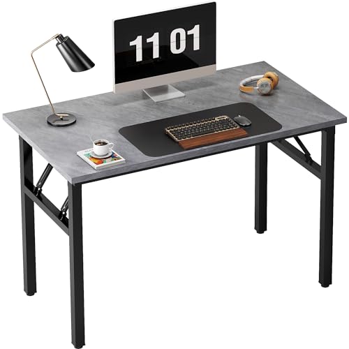 Need Small Folding Computer Desk, 39.4 Inch Writing Table, Grey | No-Assembly, Sturdy Foldable Desk for Home Office, Bedroom, Dorm Room, Student Study, Collapsible, Compact, Easy Storage - color: Grey, size: 39.4 inches