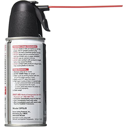 Falcon Dust, Off Compressed Gas (152a) Disposable Cleaning Duster, 1, Count, 3.5 oz Can (DPSJB),Black