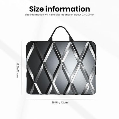 14 Inch Laptop Sleeve Case Waterproof Lightweight Laptop Case Bag Silver Geometric Figure Travel Laptop Bags With Handle Briefcase Messenger Bag For Women Men