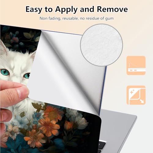Laptop Skin Sticker Decal 15.6 Inch,12 13 13.3 14 15 15.6 in Laptop Netbook Skins for Notebook,Art Decal Removable Waterproof Scratch Resistant,Universal Vinyl Cover,Cute Cat Floral - color: Cute Cat Floral