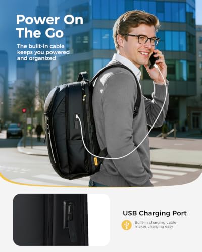 Laptop Backpack 17.3 Inch Business Travel Backpack with USB Charging Port, Durable Lightweight Anti-Theft Work Computer Bag with Laptop Compartment, Black - color: Black