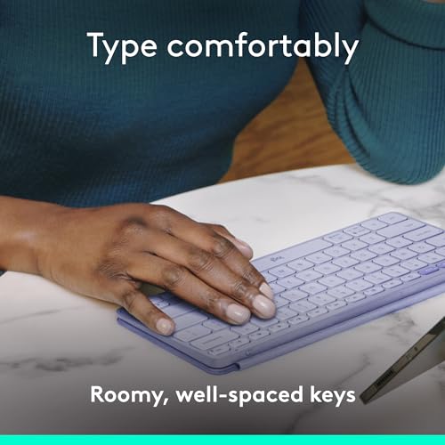 Logitech Keys-to-GO 2 Portable Bluetooth Tablet Keyboard - Lilac | Built-in cover, slim & compact wireless design, for Windows, Android, Linux, iPad, iPhone, Mac, Apple TV - color: Lilac, style: Keys-To-Go 2