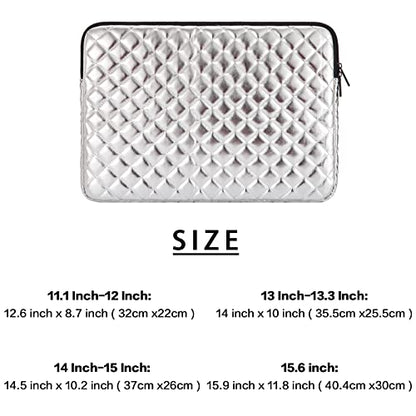 TRIUMPH VISION Puffy Laptop Sleeve Pouch Case Protective Bag Lined Padded | Puffy Laptop Case 14 15 in Quilted Leather Protection Shockproof Cushion Padding Fashion with Pocket Safe Silver - color: Silver Quilted, size: 14-15 Inch