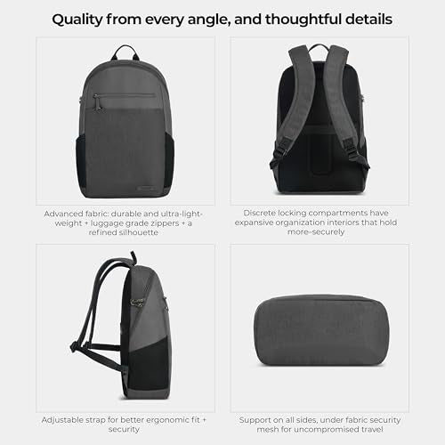 Travelon Anti-Theft Metro Backpack with RFID blocking pouch - color: Gray