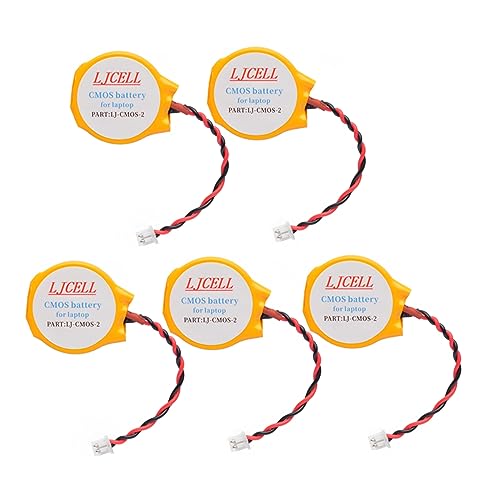 5PCS CMOS Battery for Intel NUC Laptop Backup PS2 PS3 BIOS RTC CR2032 Battery with 2 Wire Cable and Connector - size: 5-PACK, style: CMOS-CR2032-2