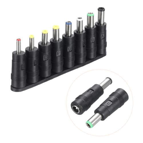 uxcell Universal DC Plug, 8-in-1 Laptop DC Power Adapter 5.5mm x 2.1mm Female to Male Jack Connector Tips for Power Supply Laptop Router