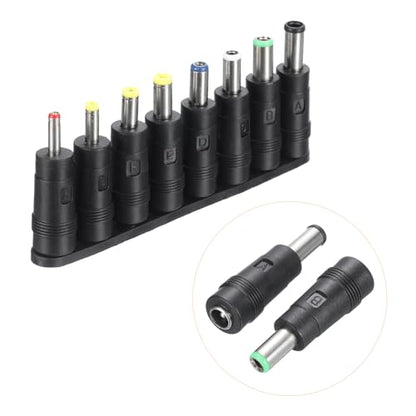 uxcell Universal DC Plug, 8-in-1 Laptop DC Power Adapter 5.5mm x 2.1mm Female to Male Jack Connector Tips for Power Supply Laptop Router