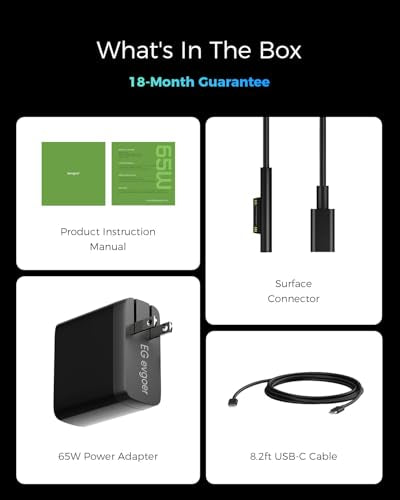 65W Surface Pro Charger,Microsoft Windows Surface Charger for Surface Pro 3/4/5/6/7/8/9/10/X/11/12 Power Adapter,Compatible for Both Microsoft Surface Book/Laptop/Tablet,Support 44W 36W - color: Black