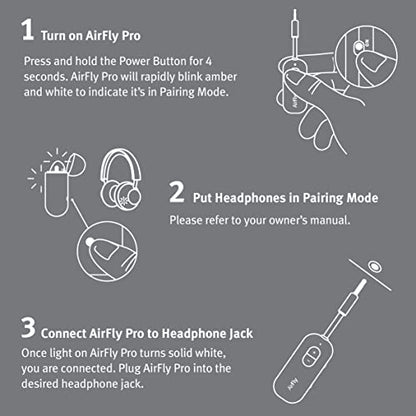 Twelve South AirFly Pro Bluetooth Wireless Audio Transmitter/Receiver for up to 2 AirPods/Wireless Headphones; Use with Any 3.5 mm Audio Jack, Black - color: Black, style: AirFly Pro