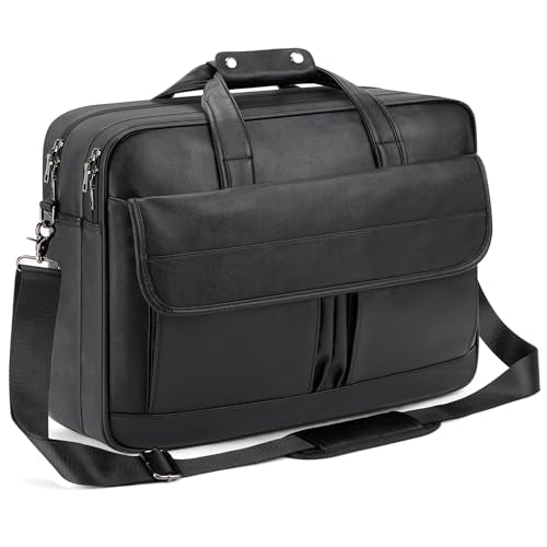 Boardingblue Men's Leather Messenger Bag, 15.6 Inches Laptop Briefcase Business Satchel Computer Handbag Shoulder Bag for Men - color: Black