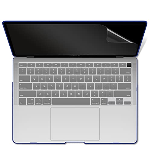 IBENZER Compatible with New MacBook Air 13 inch case 2022 2021 2020 M1 A2337 A2179 A1932, Hard Shell Case&Keyboard Cover&Screen Film for Mac Air 13 with Touch ID (2018-2022), Star Blue, AT13-S-BL+2 - color: Star Blue